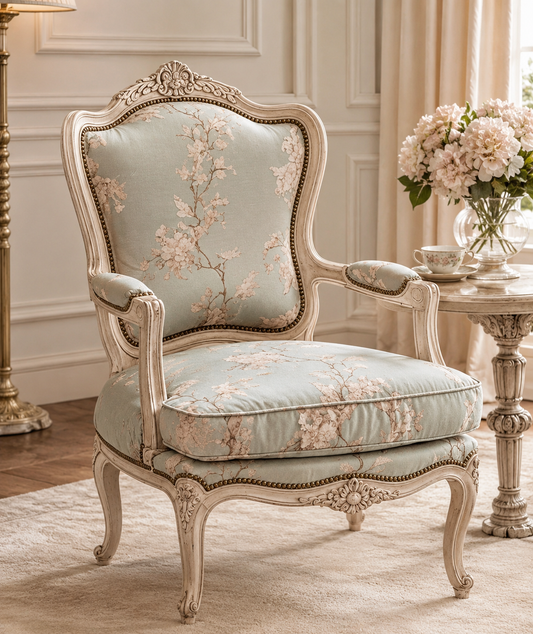 French Floral Accent Armchair - Set of 2