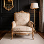 Luxurious Floral Upholstered Gold Accent Armchair Pair