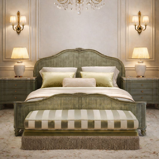 Elegant Classic Upholstered Bed with Matching Side Tables