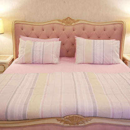 Luxury Pink Upholstered King Bed with Tufted Headboard & Matching Nightstands