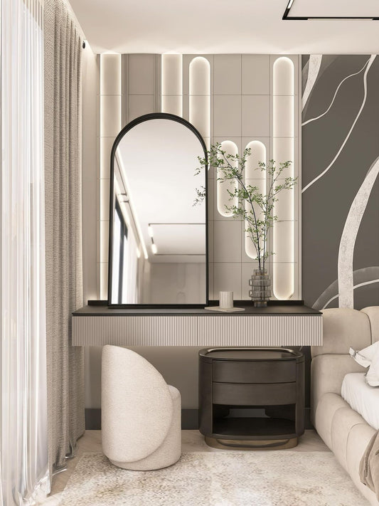 Modern Matte Black Full-Length Floor Mirror