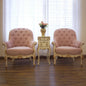 Elegant Pink Tufted Accent Chair Set with Gold Side Table