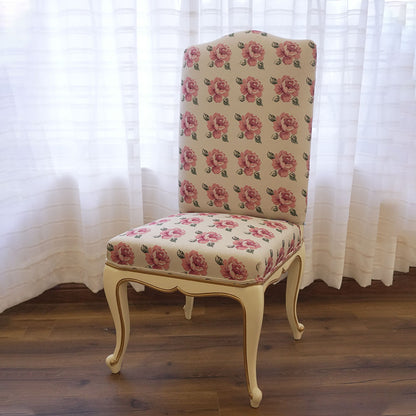 Elegant Pink Rose Floral Accent Chair