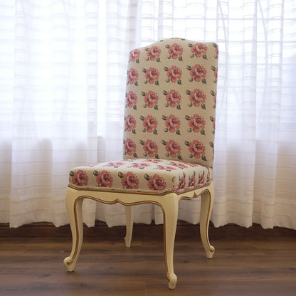 Elegant Pink Rose Floral Accent Chair