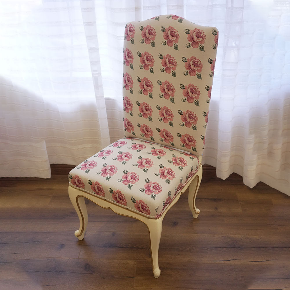 Elegant Pink Rose Floral Accent Chair