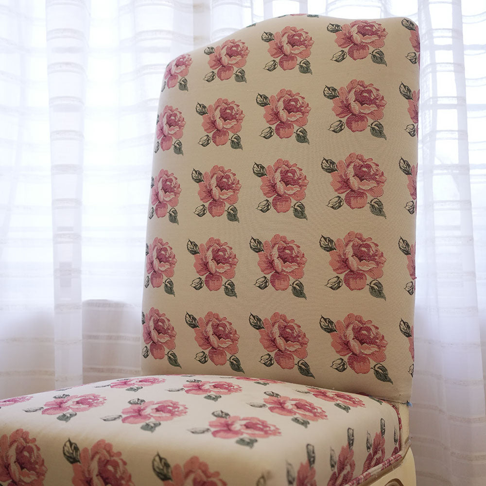 Elegant Pink Rose Floral Accent Chair