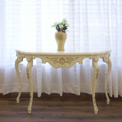 Elegant Vintage Carved Console Table in Ivory