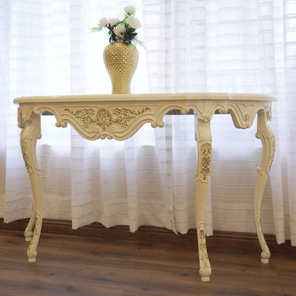 Elegant Vintage Carved Console Table in Ivory