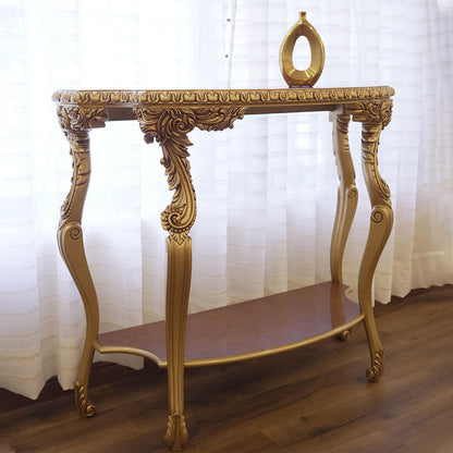 Ornate Antique Gold Console Table with Carved Details