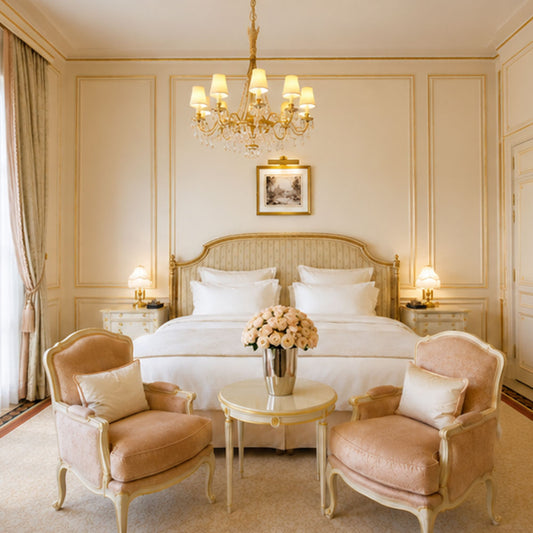 Elegant Ivory & Gold Luxury Complete Bedroom Set