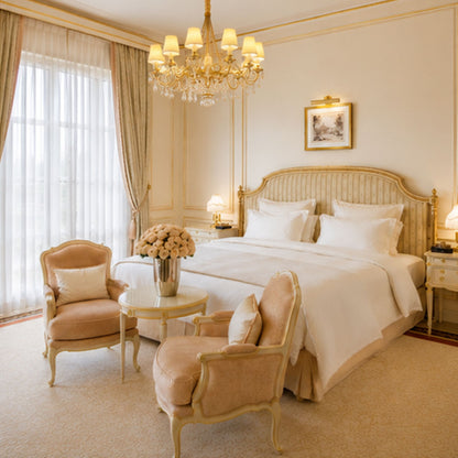 Elegant Ivory & Gold Luxury Complete Bedroom Set
