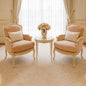 Elegant Blush Pink Accent Chair Pair with Round Side Table
