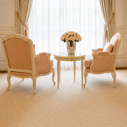 Elegant Blush Pink Accent Chair Pair with Round Side Table