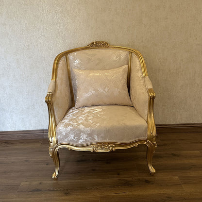 Luxurious Ivory & Gold Carved Accent Chair