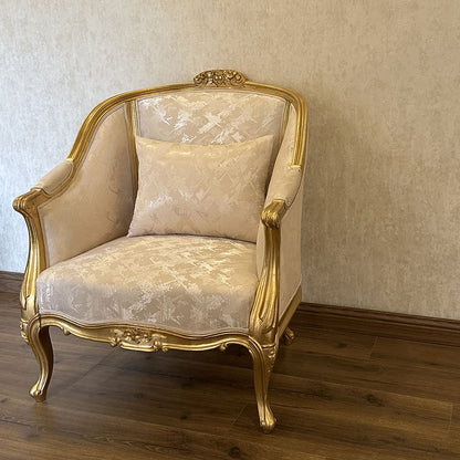 Luxurious Ivory & Gold Carved Accent Chair