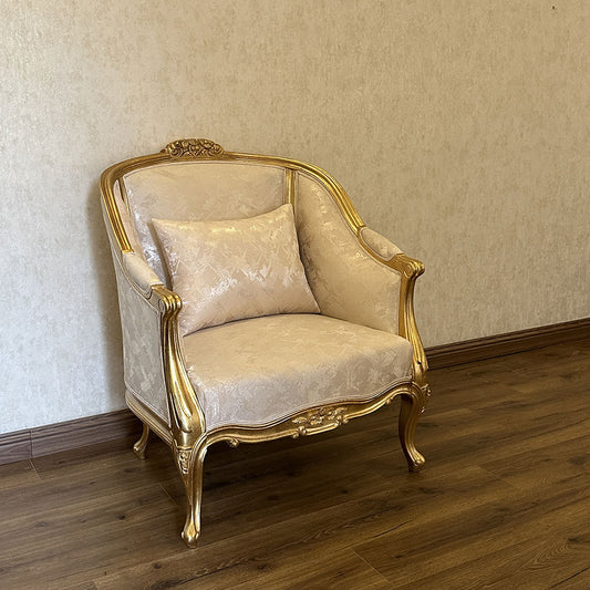Luxurious Ivory & Gold Carved Accent Chair
