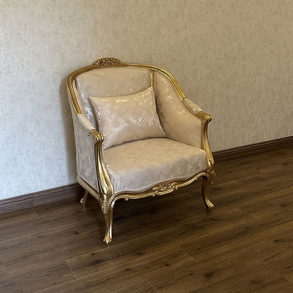 Luxurious Ivory & Gold Carved Accent Chair