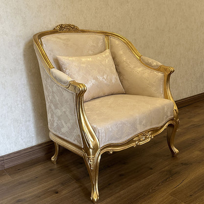 Luxurious Ivory & Gold Carved Accent Chair