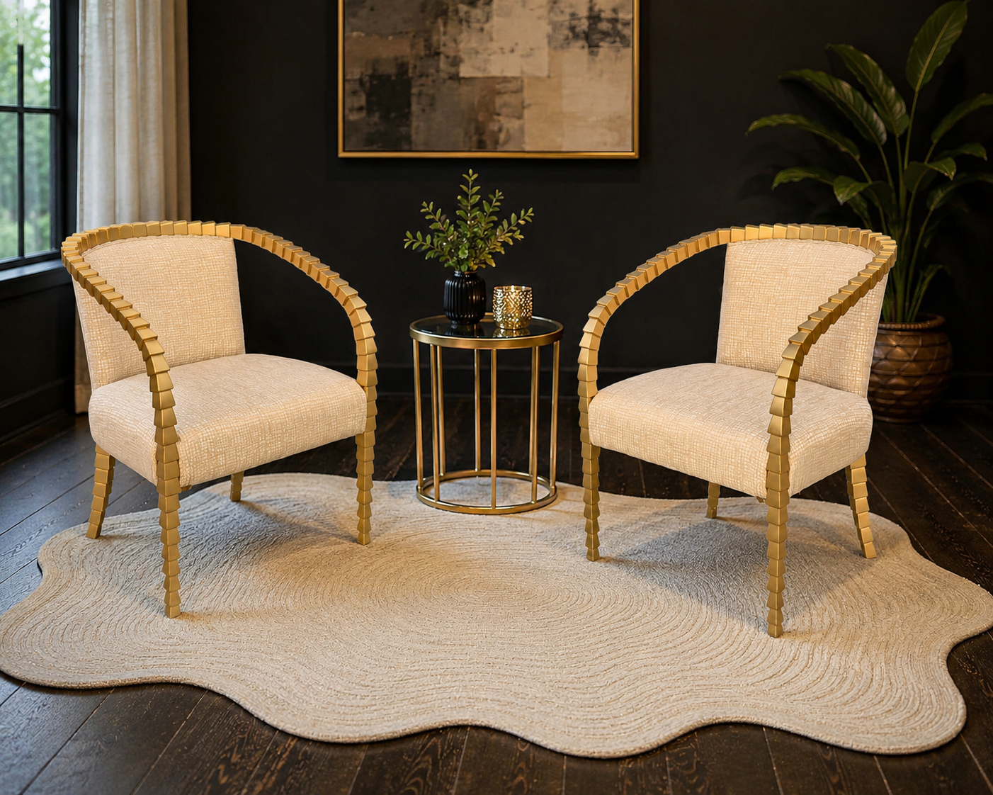 Modern Gold Arch Accent Chair - Set of 2