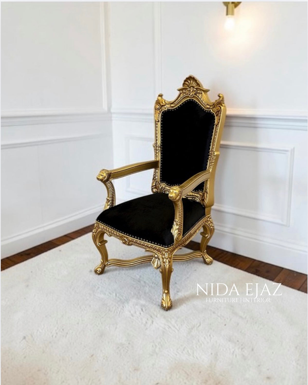Royal Gold & Black Accent Armchair - Set of 2