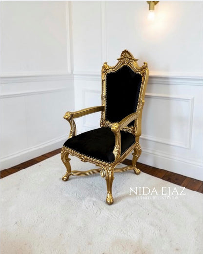 Royal Gold & Black Accent Armchair - Set of 2