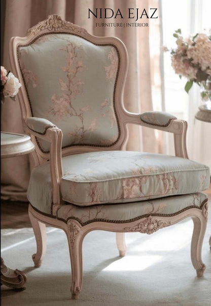 French Floral Accent Armchair - Set of 2