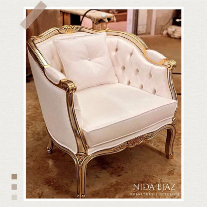 Royal Ivory & Gold Tufted Accent Chair - Set of 2